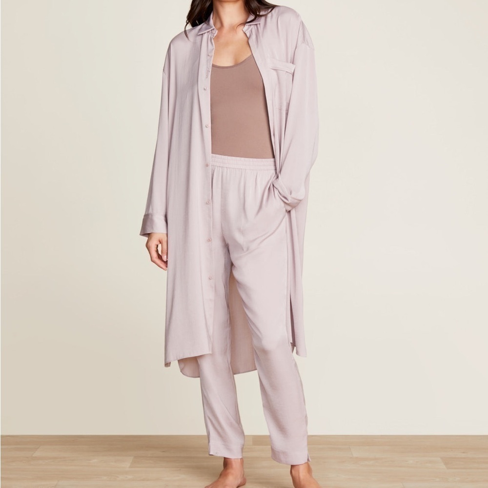 Barefoot Dreams | Satin Piped Nightshirt with Love Embroidery size small NWOT